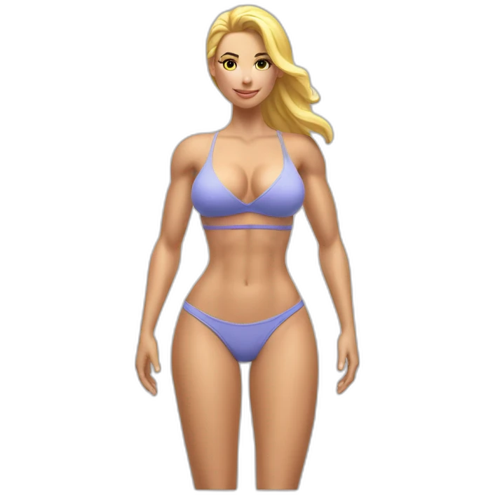 Sexy pose soft fit muscular body caucasian woman beach emoji