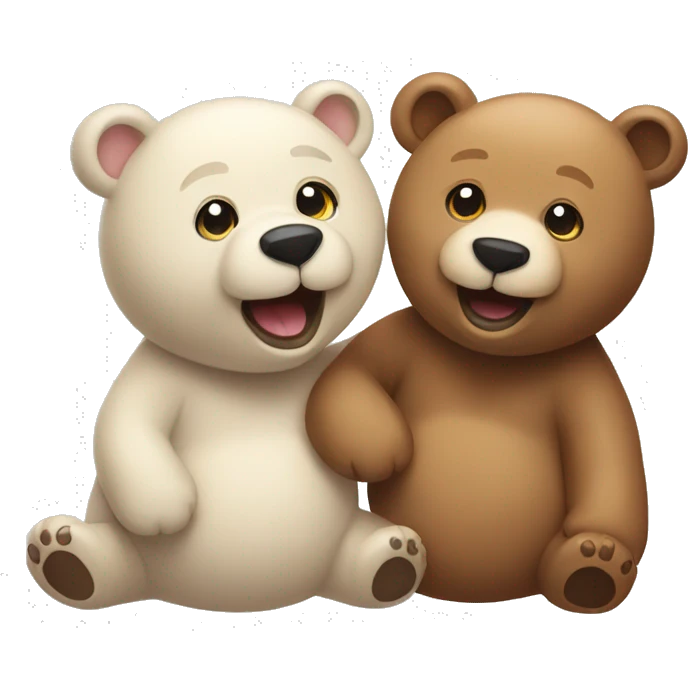 Happy bear with its twin sister  emoji