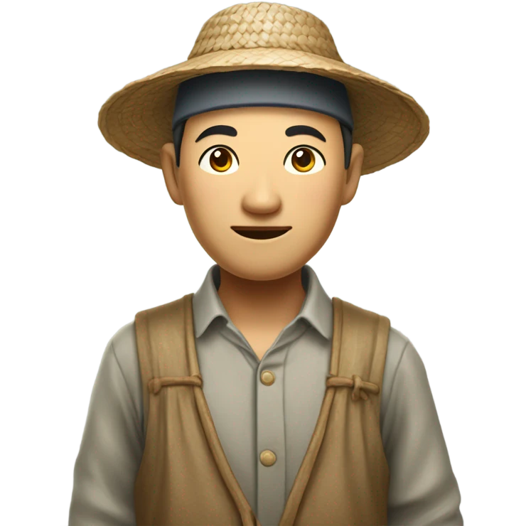 photorealistic Chinese peasant 1960s emoji