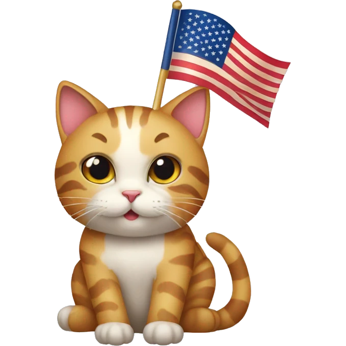 Cat with a flag of usa emoji