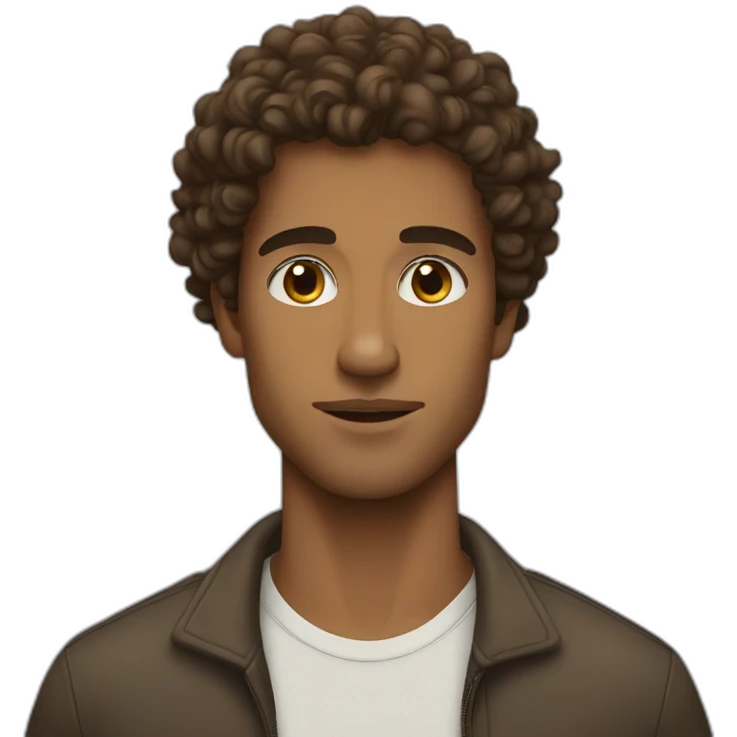 brown man, curly hair, strong jawline emoji