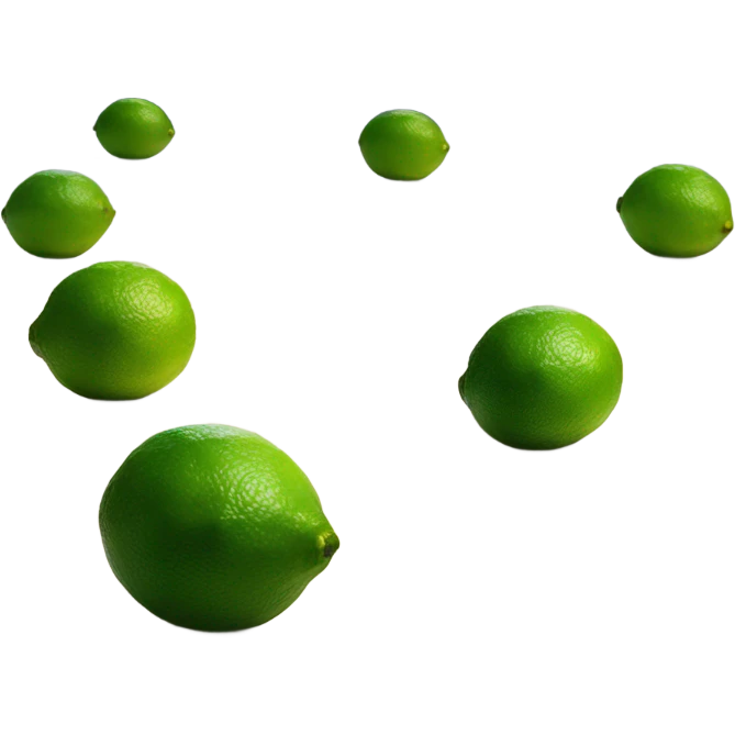 Limes on the floor. Make the limes on the floor and the sky as the top of the inage emoji