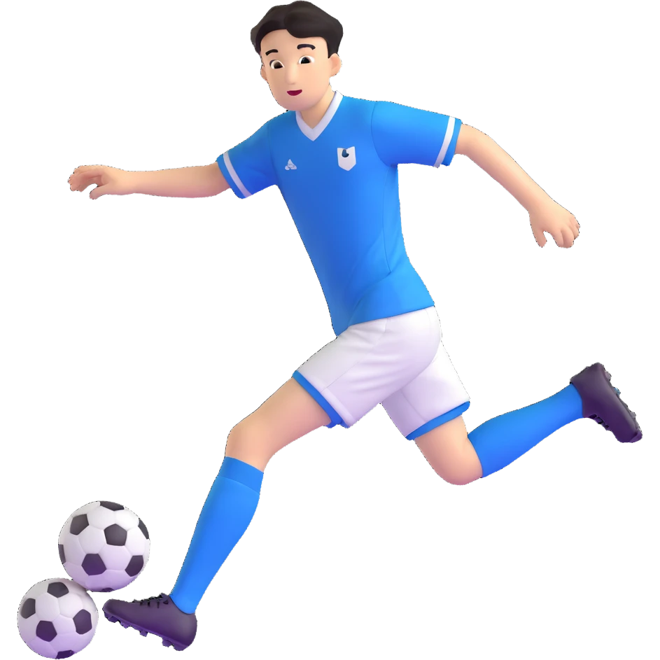 Japanese male high school student playing soccer in sports uniform emoji