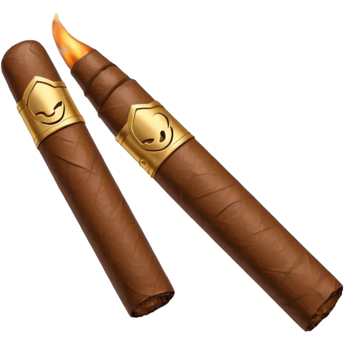 Emoji-style cigar icon, dark brown wrapper, subtle smoke, minimalistic, clean silhouette, metal details, no gold emoji