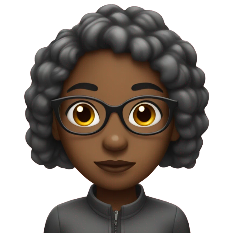 black girl with glasses and hearts emoji