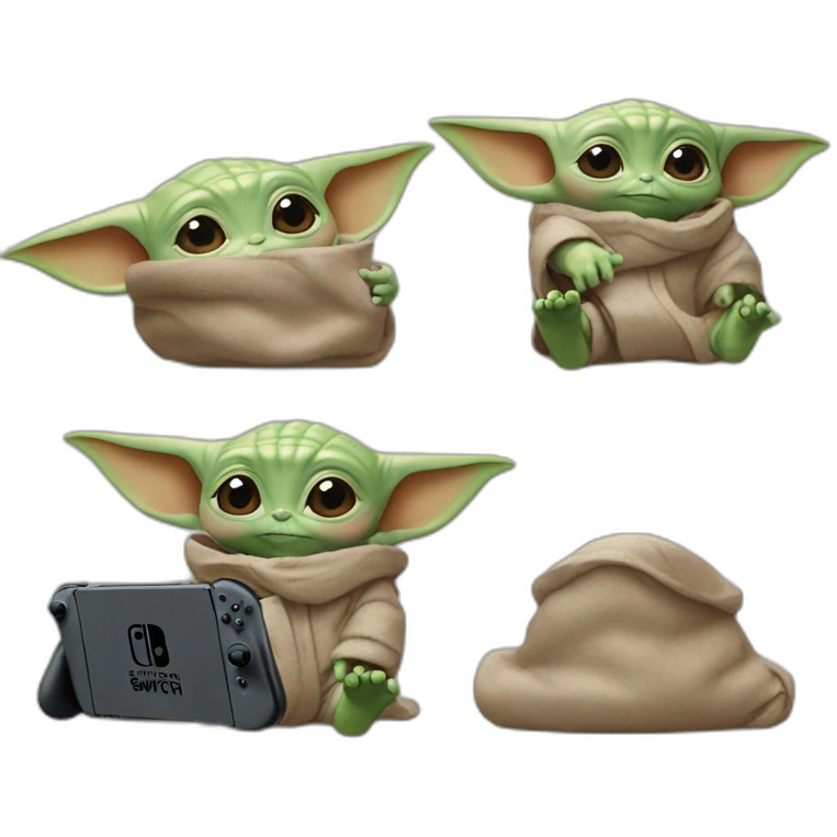 Baby Yoda qui mange une Nintendo Switch emoji