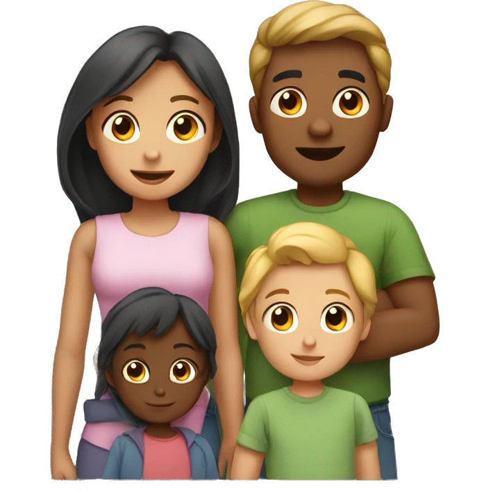 Family with 3 kids 1 girl and 2 boys emoji