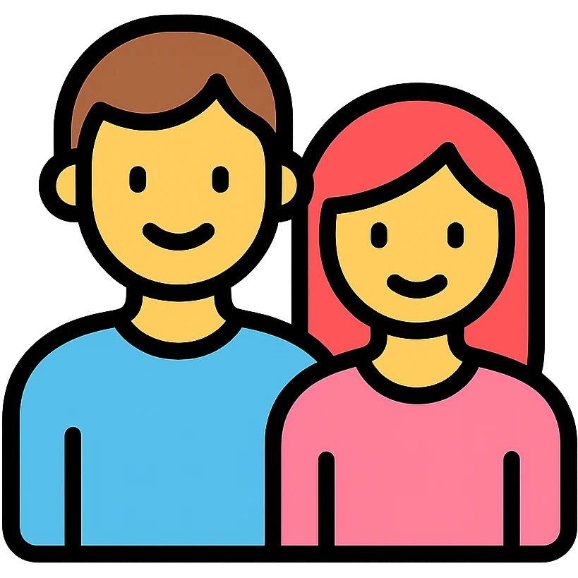 friendly and modern color outline icon of two parents emoji