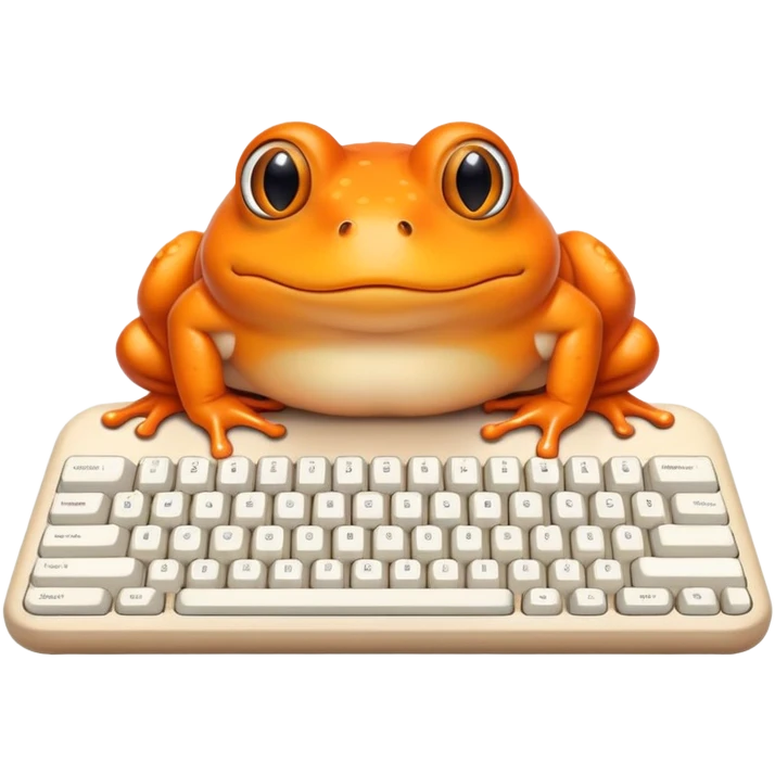 orange fat frog typing keyboard emoji