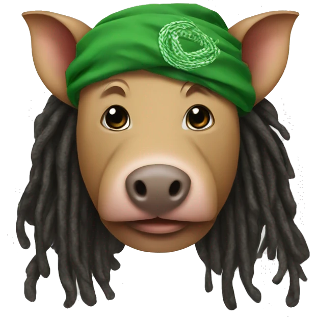 hog with dreadlocs and a green bandana emoji