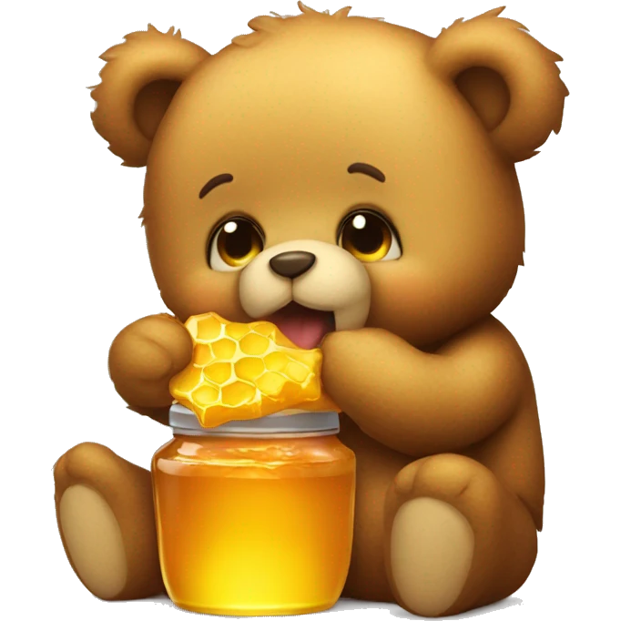 A cute teddy bear eating honey emoji