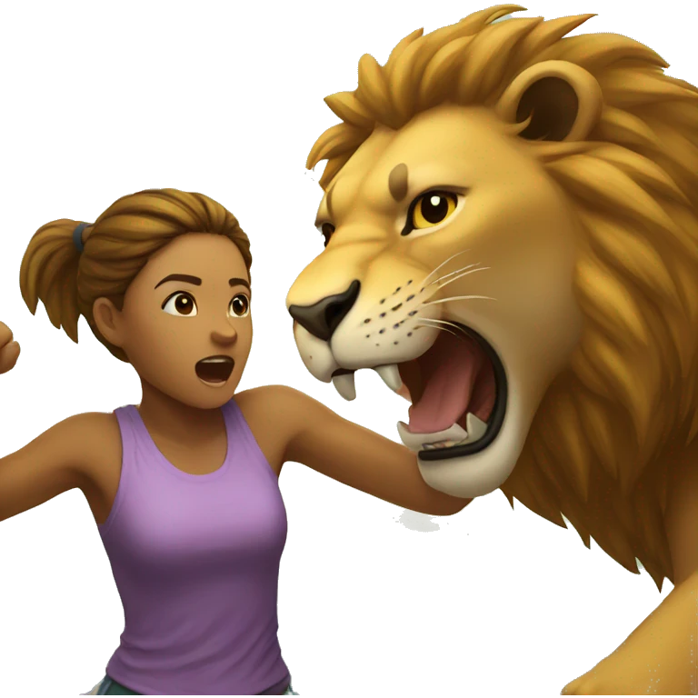 Girl fighting lion emoji