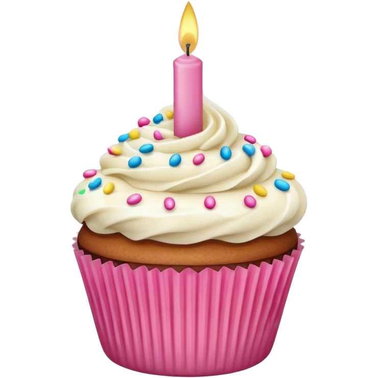 cupcake with pink candle emoji