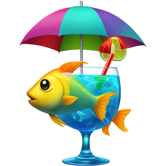 Fish with a cocktail emoji