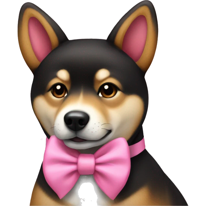 Black and tan Shiba Inu with a pink bow emoji
