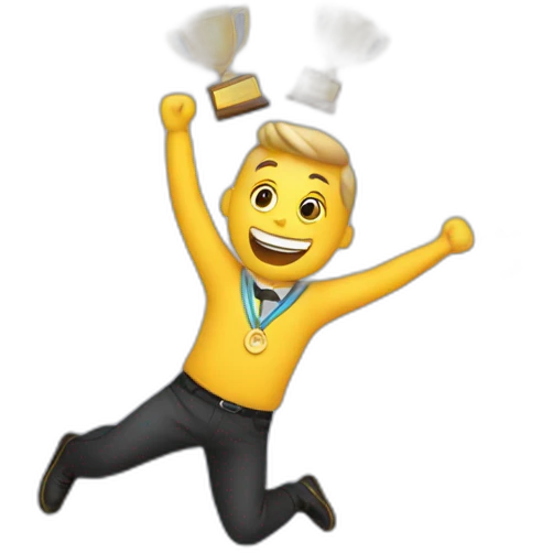 floating Excited man with awards emoji