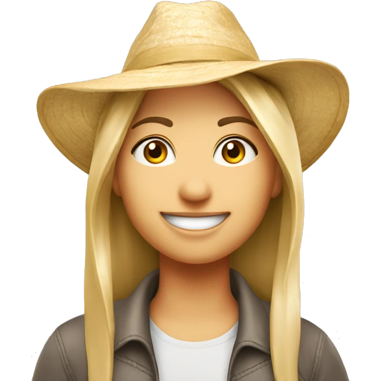 Healthy city living caucasian headshot with sunhat emoji