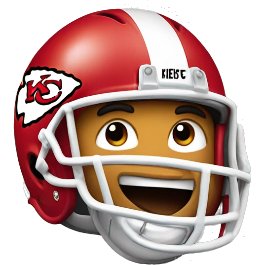 Laughing face wearing kansas city chiefs helmet  emoji