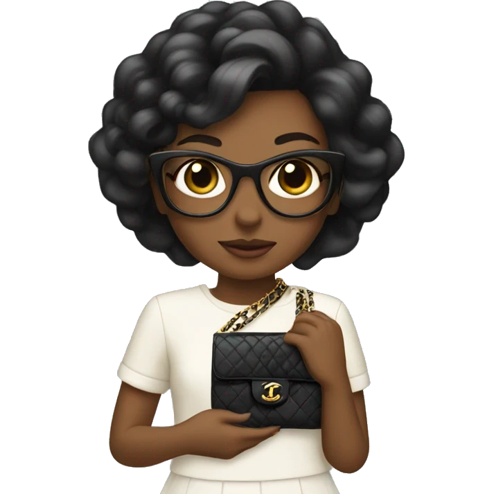 A girl with Chanel bag and a iPhone  emoji