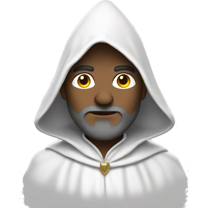 Wizard with all white cloths and pointy hood  emoji