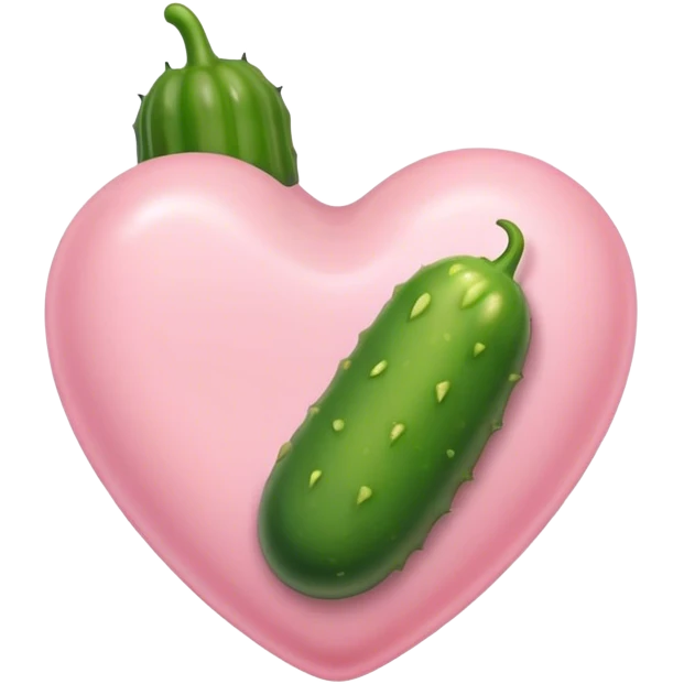 Light pink heart and pickle emoji