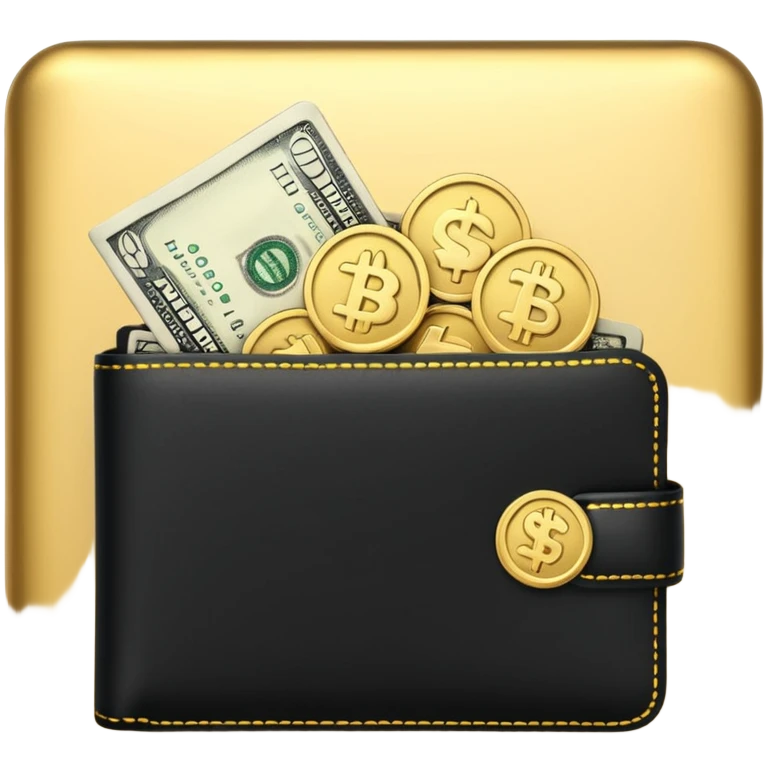 Christmas money emoji, black wallet with cash, luxury 3D emoji style, festive vibe, clean, no background
 emoji