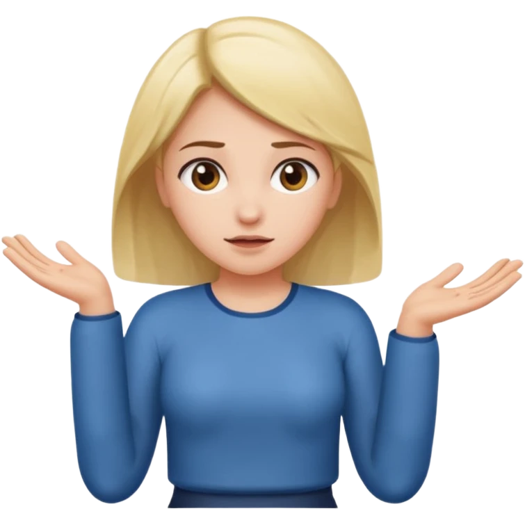 a girl shrugging her shoulders with 6 above her left hand and 7 above her right hand emoji