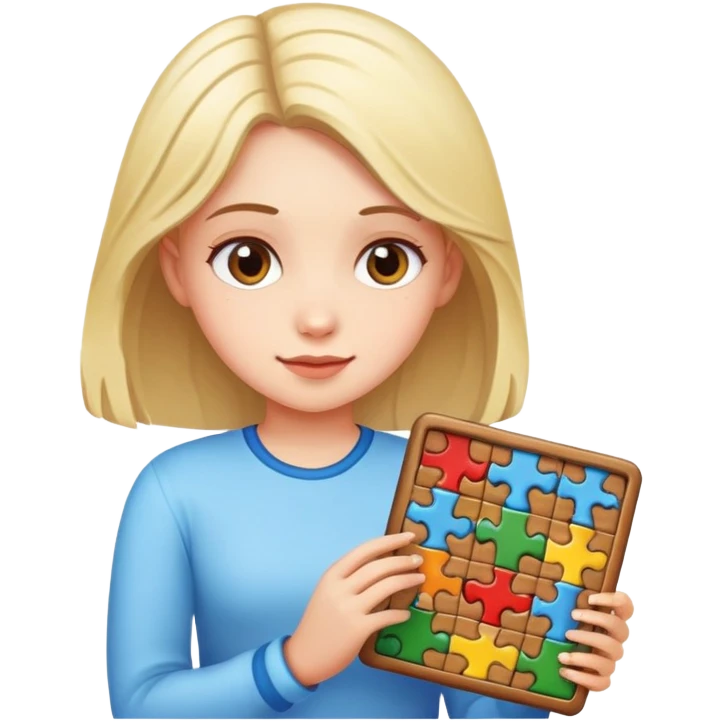 girl plays puzzle emoji