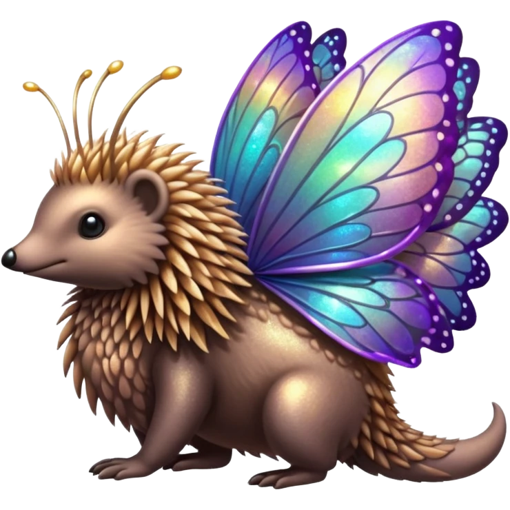 echidna with butterfly wings and sparkle emoji