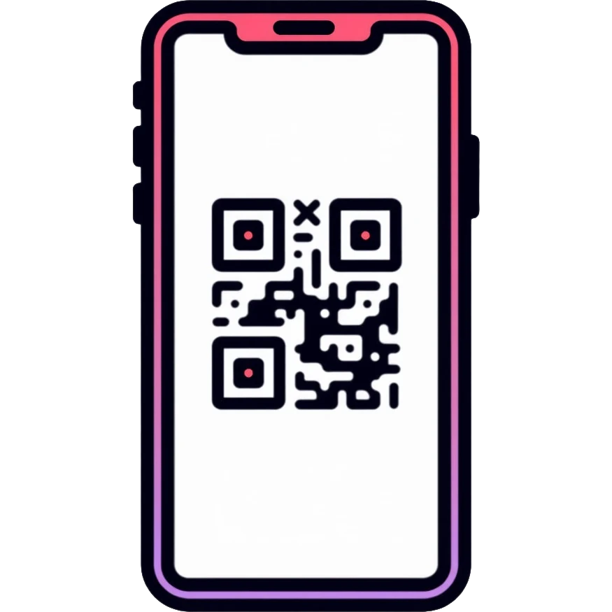 smartphone displaying QR code on screen emoji