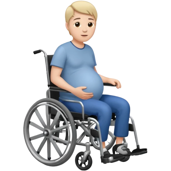 Wheel chair pregnant man without other persons facing left emoji
