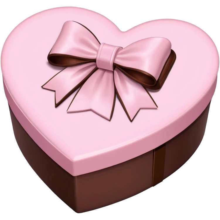 pale pink heart box, pale pink bow, filled with chocolates inside emoji