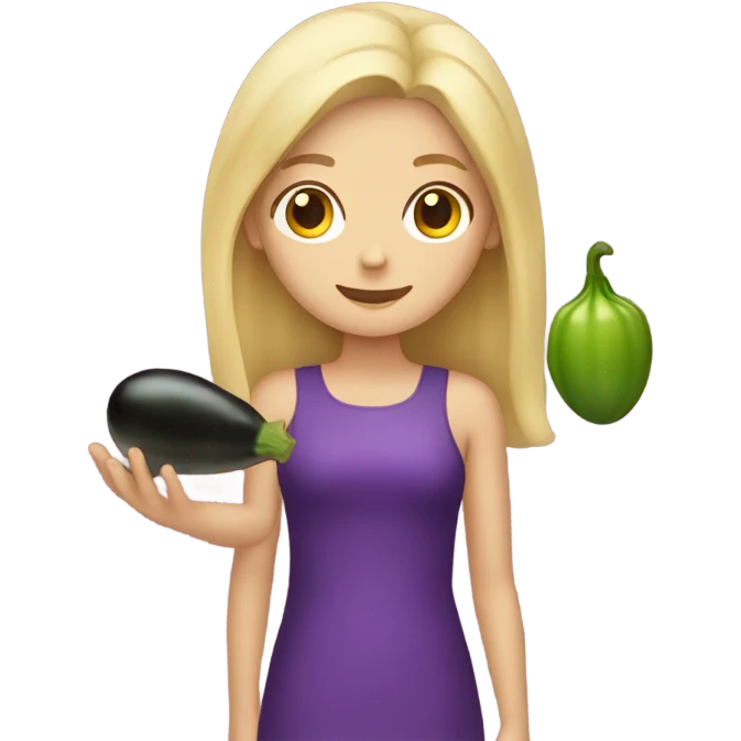 Blonde girl with an eggplant in her hand  emoji