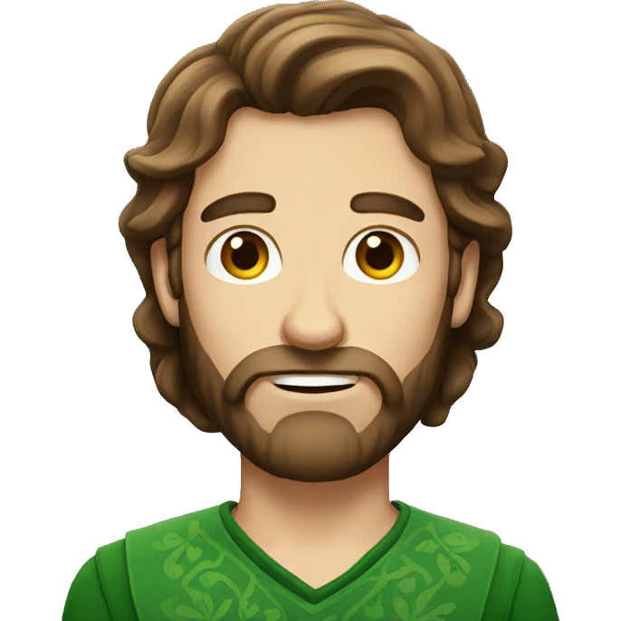 Irish man with long brown hair and a beard emoji