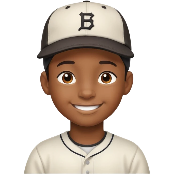 black kid with a sideways baseball cap, smiling emoji