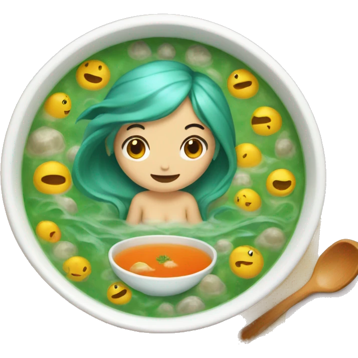 Soup with mermaid inside emoji