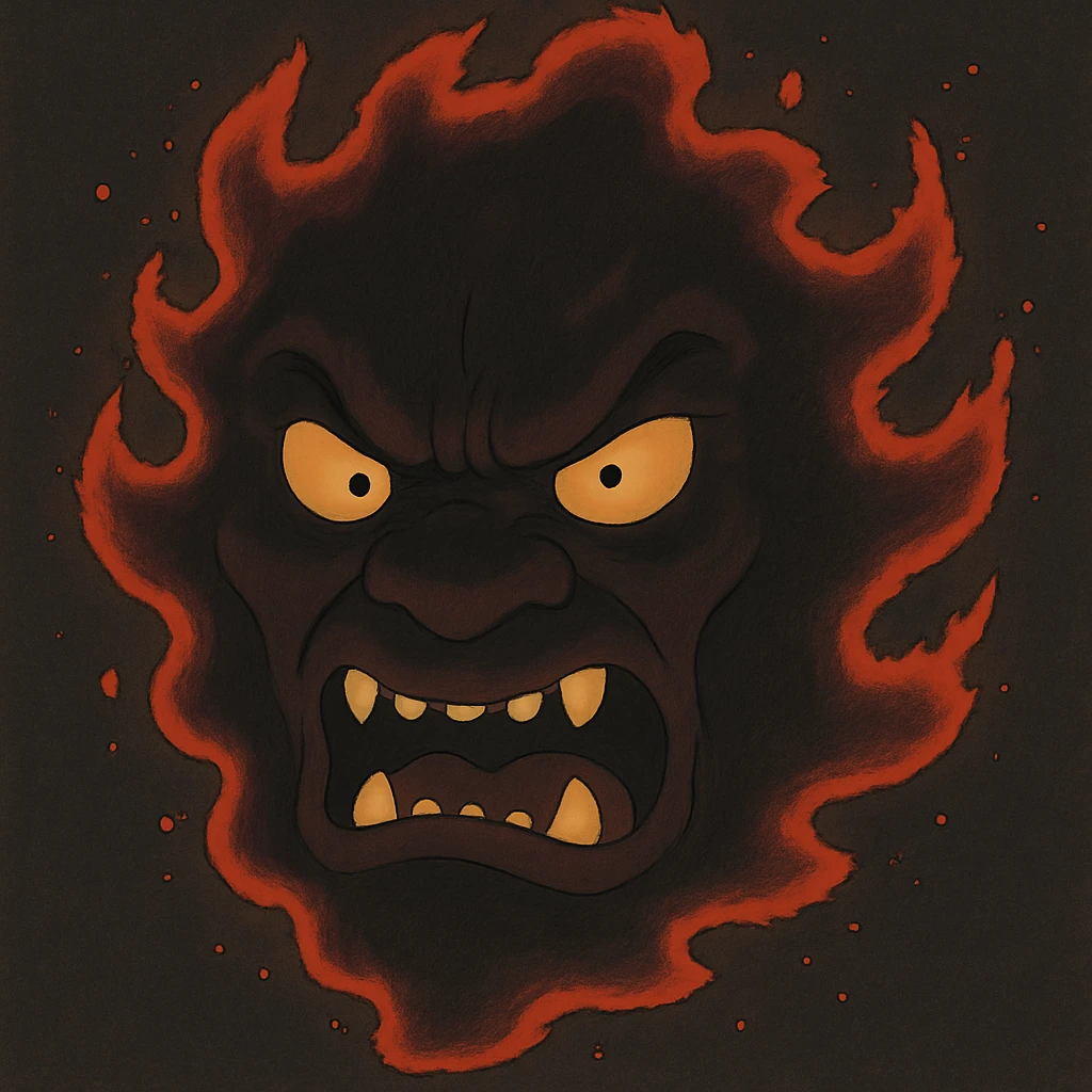 Make the red, angry, plasma-like humanoid monster darker, keeping the glowing effect emoji