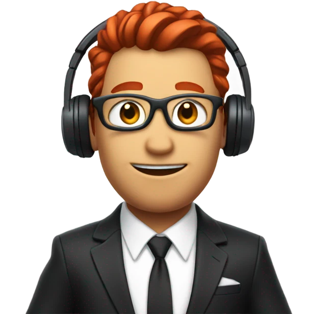 am with red hair named rick in a suit dancing right behind a microphone   emoji