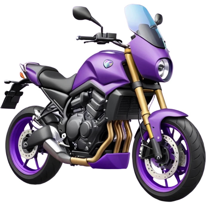 Créer un emoji copiable sur mon système iOS avec une moto mt07 noir mate / violet plus foncé que tu as et iridescent. le style de la mt07 doit être en roadster. emoji