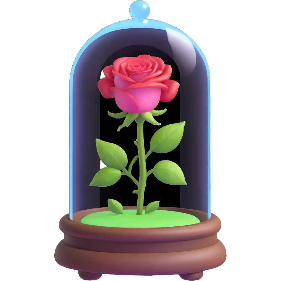 Enchanted rose in glass case from Beauty and the Beast emoji