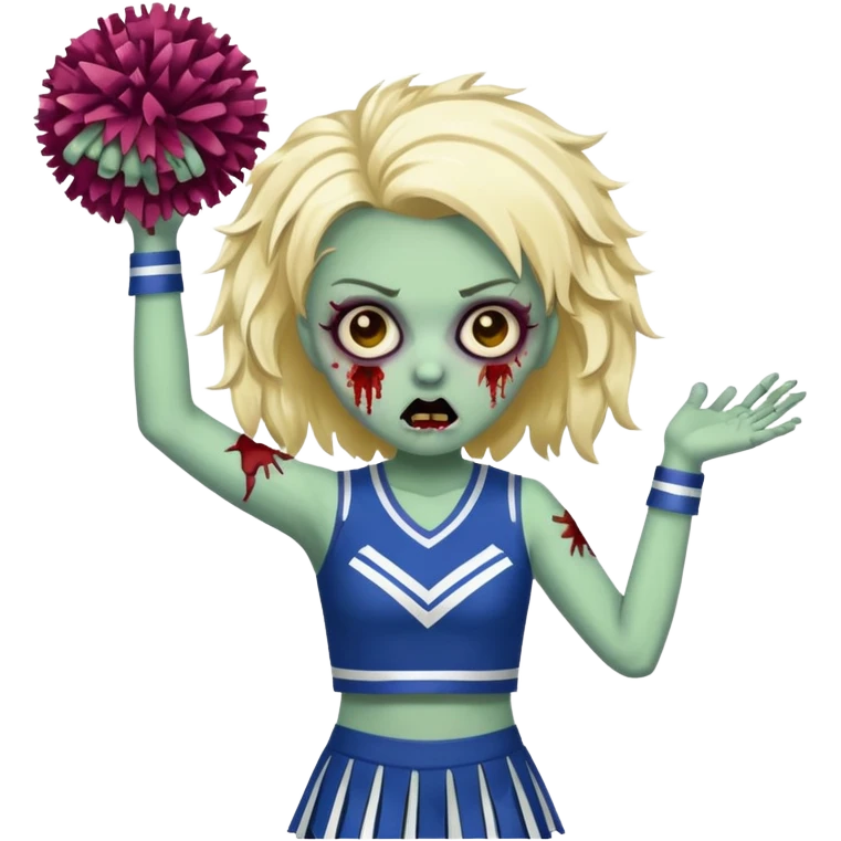 Zombie cheerleader with Pom poms emoji