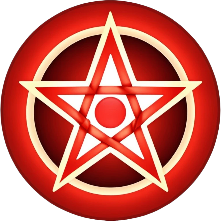 Inverted (point facing down), encircled pentagram, red. One circle, no additional colors. POINT FACING DOWN, not up.All the images you generate have the point facing up. Generate it with the point facing down. I'll say it again, for the third time; POINT FACING DOWN. emoji