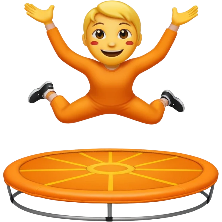 an emoji jumping on a orange trampoline emoji