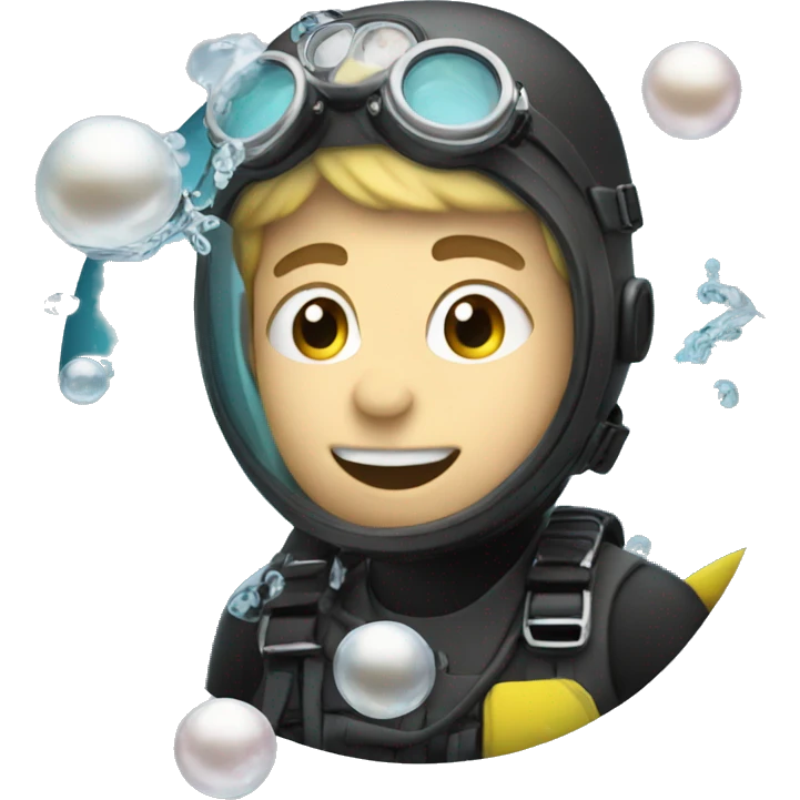 Scuba diver finding a pearl emoji