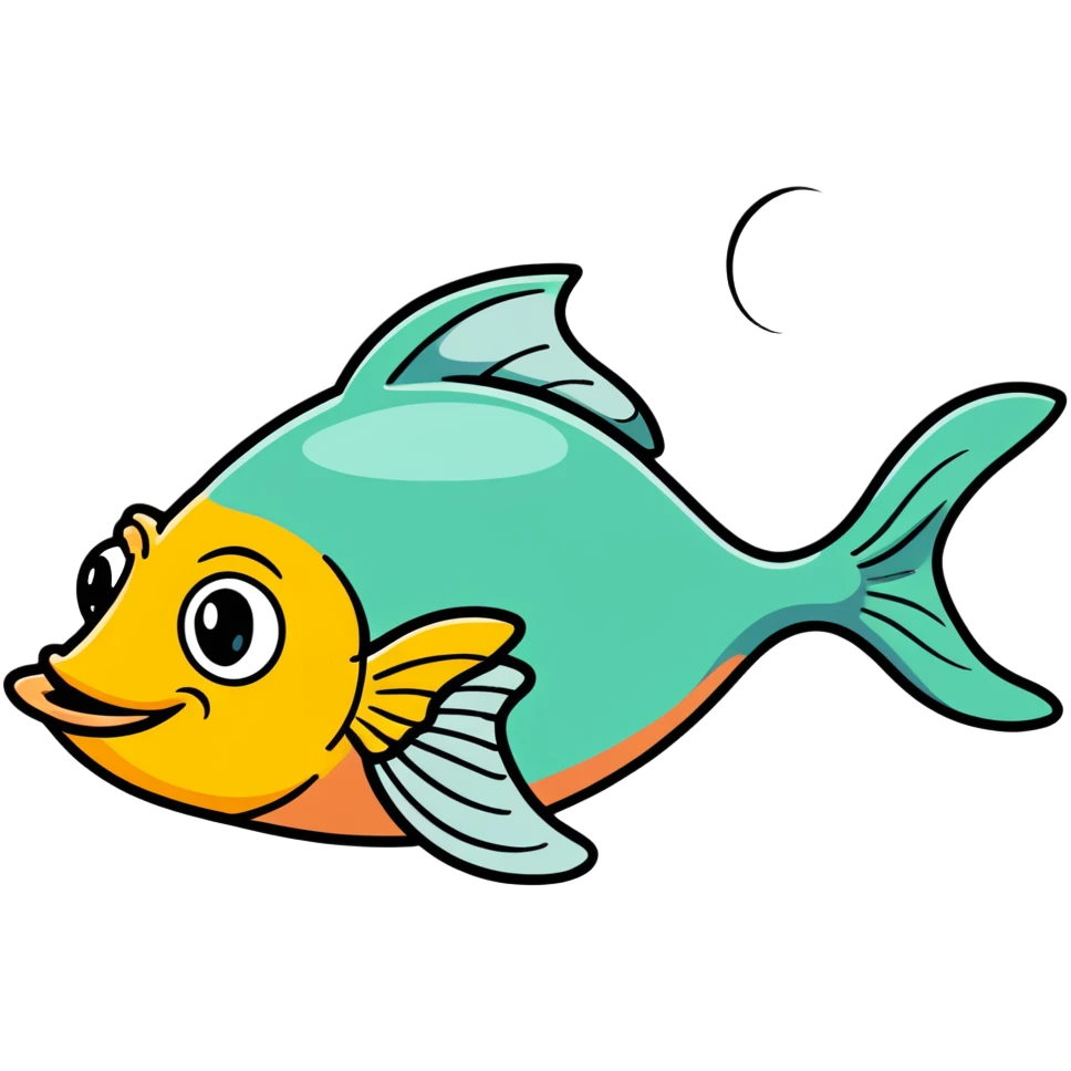 goofy fish with dopey expression and misaligned eyes, looking directly to the right emoji