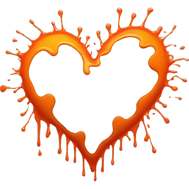 splattered paint heart glowing red-orange warmth emoji