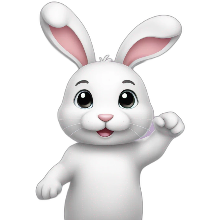 A bunny with a raised hand  emoji