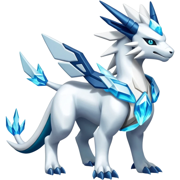 Modern Kyurem-reshiram-Glaceon-dialga-suicune-hybrid, full body emoji