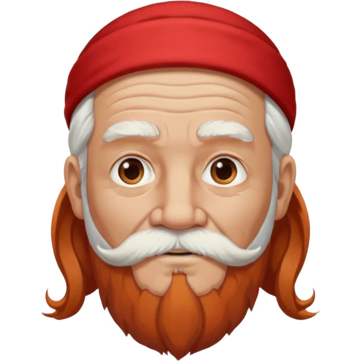 very old, white bearded and white mustached, red long haired, wearing ear accessories emoji