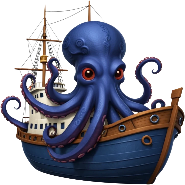 Kraken – Giant octopus with tentacles wrapping a ship emoji
